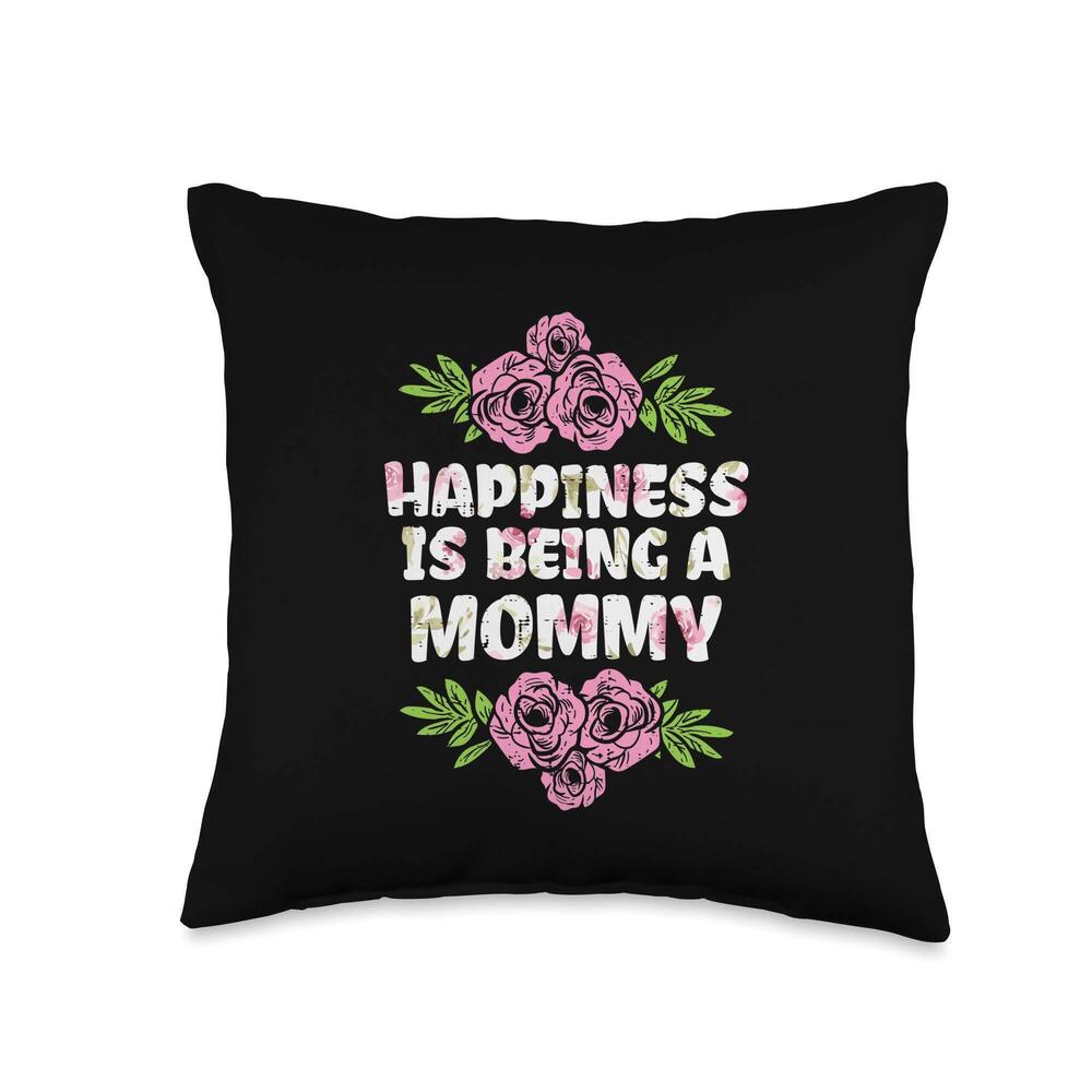 5718 Happiness Being Mommy Flowers Mothers Day Mom Mama Throw Pillow
